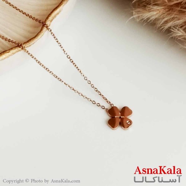 گردنبند شبدر دخترانه استیل طلایی کد GNB16392W