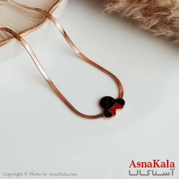 گردنبند دخترانه هرینگبون استیل طلایی  مدل میکی موس کد GNB16395W