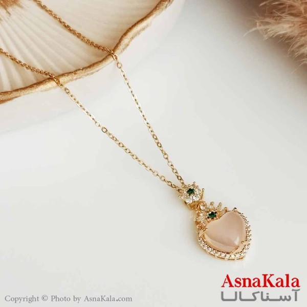 گردنبند جواهر زنانه استیل طلایی مدل قلب کد GNB16406W
