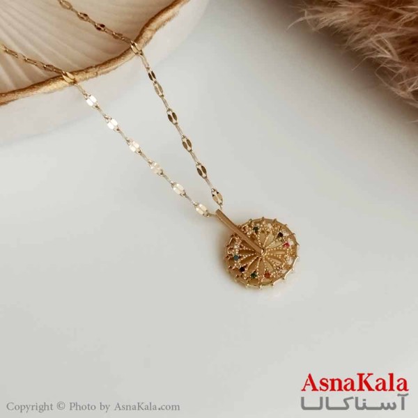 گردنبند دخترانه استیل طلایی مدل اسپیرال کد GNB16412W