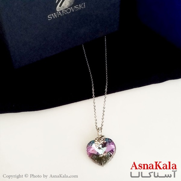 گردنبند سواروسکی اورجینال مدل  قلب با نگین برگ به همراه کارت گارانتی و جعبه سوارفسکی کد GNB16425W