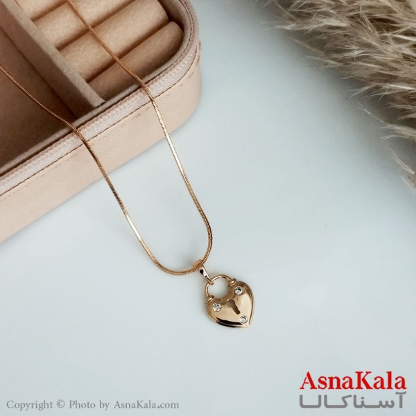 گردنبند ژوپینگ اصل زنانه مدل قفل قلبی رنگ طلایی کد GNB16454W
