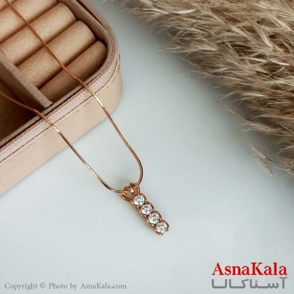 گردنبند ژوپینگ اصل زنانه مدل چهار نگین دار رنگ طلایی کد GNB16455W