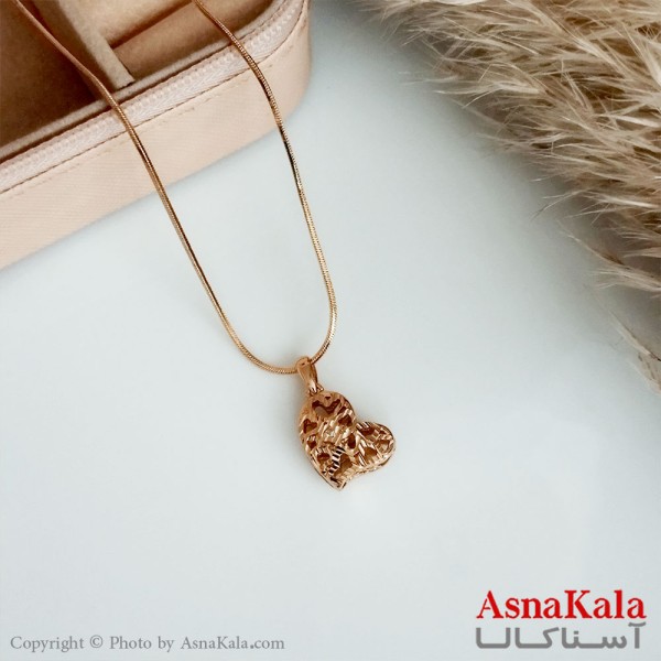 گردنبند ژوپینگ اصل زنانه مدل قلب مشبک رنگ طلایی کد GNB16457W