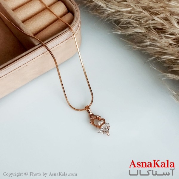 گردنبند ژوپینگ اصل زنانه مدل تک نگین قلبی رنگ طلایی کد GNB16458W