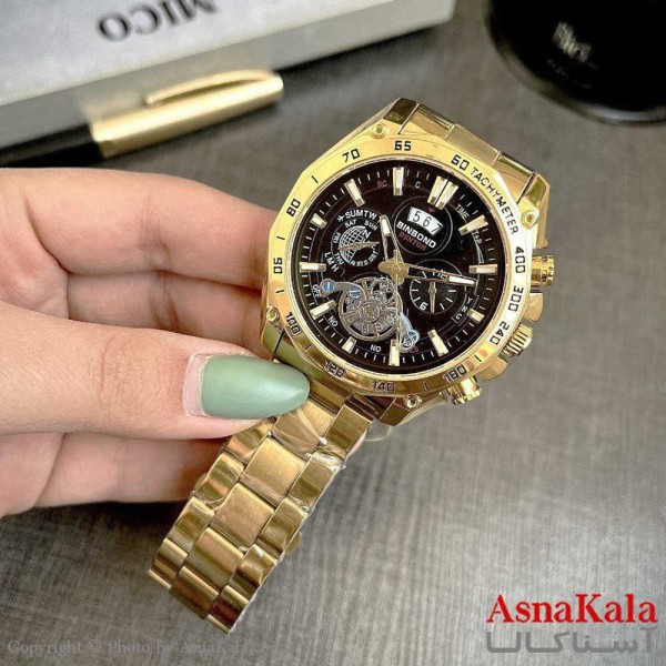 ساعت مردانه بین باند موتور کوارتز،ضدآب،قاب تاچیمتر،شب نما کد WTCH1182W