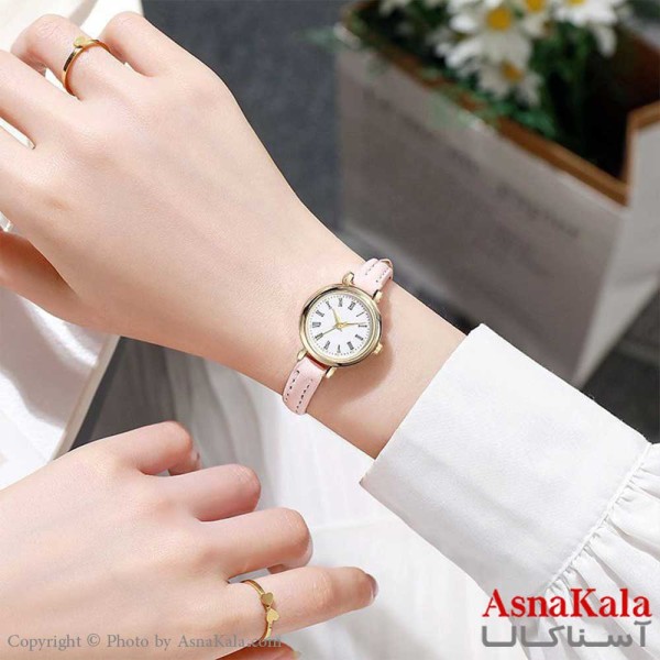 ساعت زنانه بند چرم مدل ویکتور با موتور کوارتز و طرح یونانی کد WTCH1188W