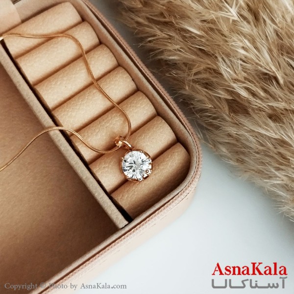 گردنبند ژوپینگ اصل زنانه مدل  نگین درشت رنگ طلایی کد GNB16492W