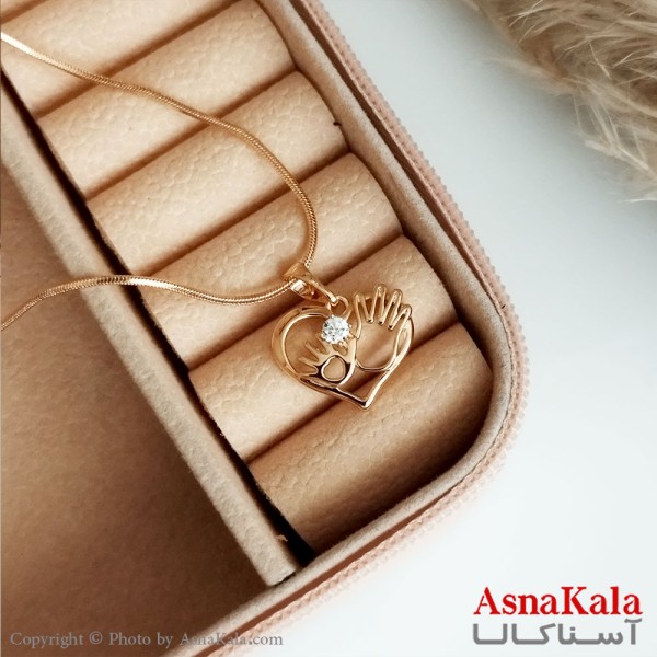 گردنبند ژوپینگ اصل دخترانه مدل دودست قلبی رنگ طلایی کد GNB16501W