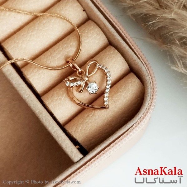 گردنبند ژوپینگ اصل زنانه مدل پاپیون قلبی رنگ طلایی کد GNB16503W