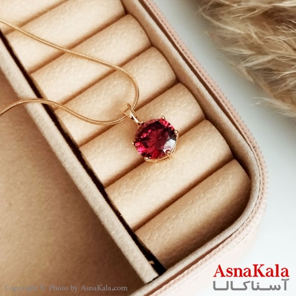گردنبند ژوپینگ اصل زنانه مدل تک نگین درشت رنگی کد GNB16512W