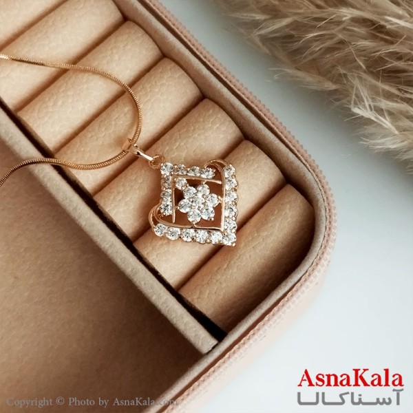 گردنبند ژوپینگ اصل زنانه مدل قلب نگیندار رنگ طلایی کد GNB16517W