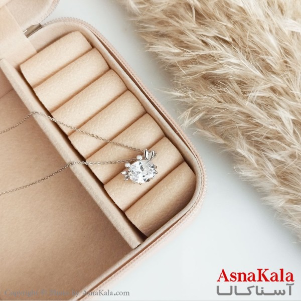 گردنبند ژوپینگ اصل زنانه مدل خرچنگی رنگ نقره ای کد GNB16521W