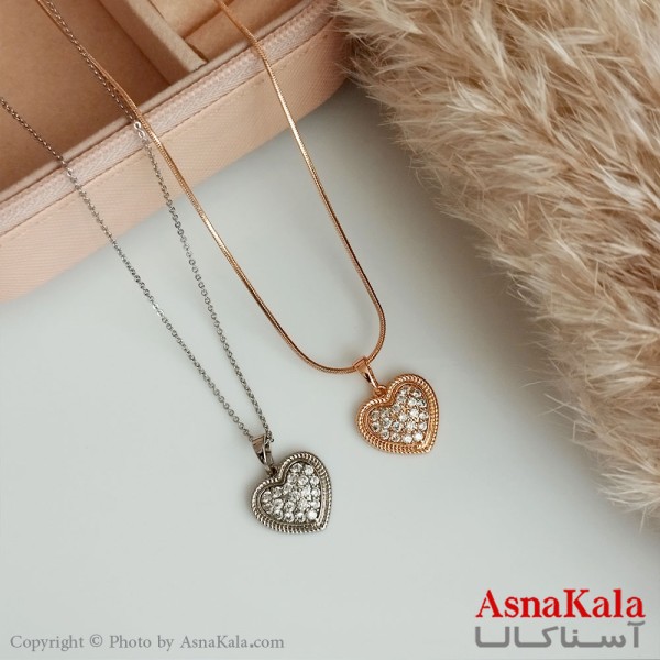 گردنبند ژوپینگ اصل زنانه مدل قلب فول نگین کد GNB16526W
