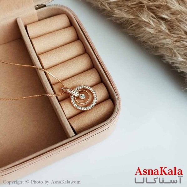 گردنبند ژوپینگ اصل زنانه مدل حلقه درحلقه رنگ طلایی کد GNB16528W