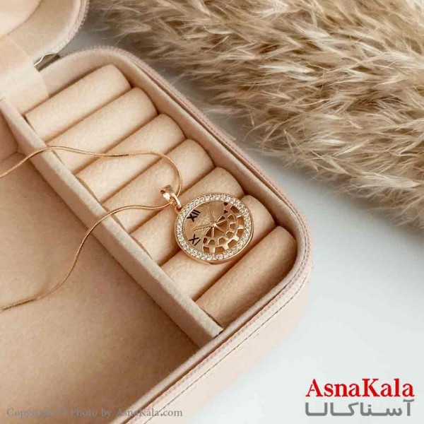گردنبند ژوپینگ اصل زنانه مدل زمان نگین دار رنگ طلایی کد GNB16538W