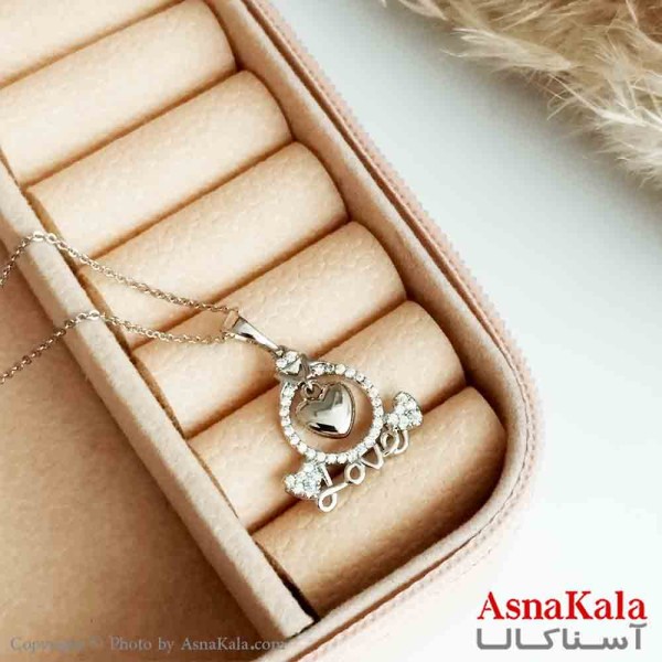 گردنبند قلب ژوپینگ اصل زنانه مدل LOVE رنگ نقره ای کد GNB16554W