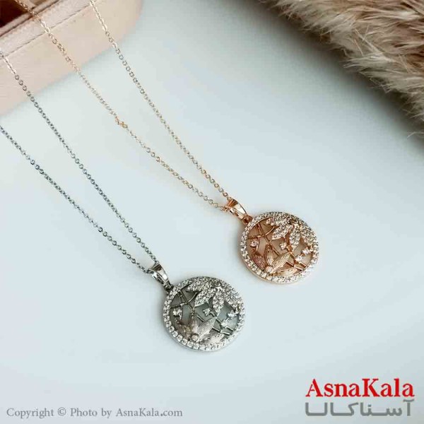 گردنبند ژوپینگ اصل زنانه مدل گل نگیندار کد GNB16557W