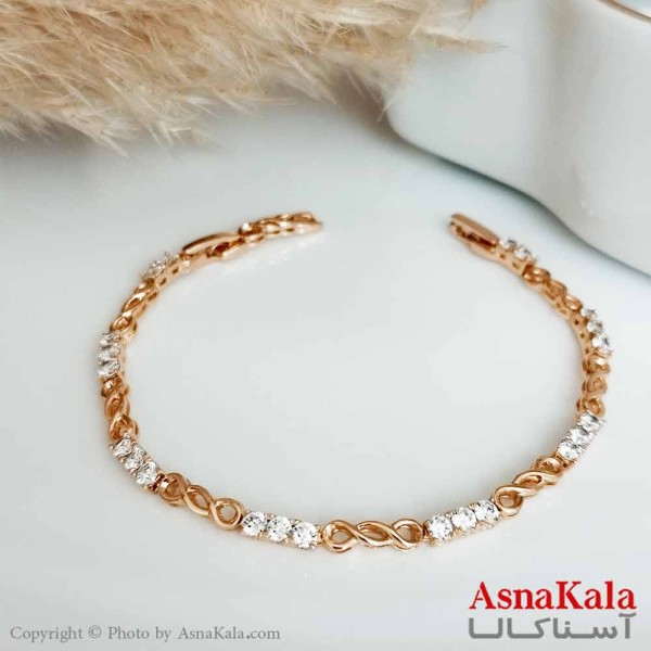 دستبند بینهایت ژوپینگ اورجینال طلایی زنانه مدل نگیندار کد DSB18302W