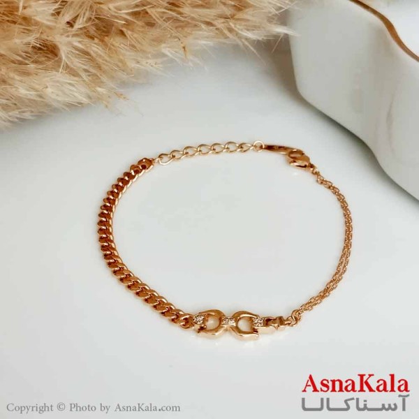 بدلیجات دستبند ژوپینگ اورجینال طلایی زنانه مدل قفلی با زنجیرکارتیر کدDSB18320W