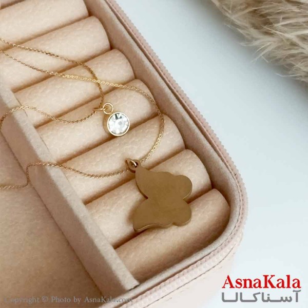 بدلیجات گردنبند دخترانه استیل طلایی  مدل پروانه نگیندار کد GNB16560W