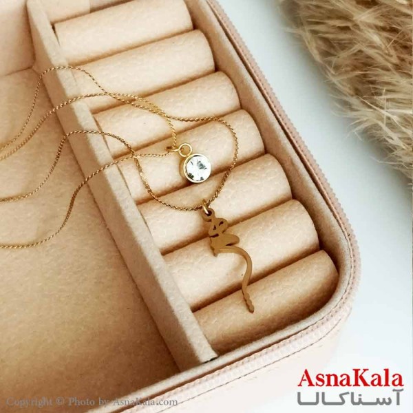 گردنبند دخترانه استیل طلایی دولاین هیچ نگیندار کد GNB16572W