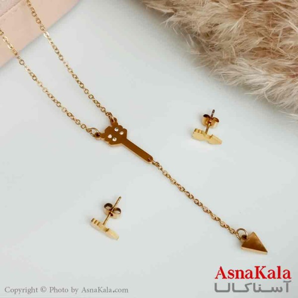 نیمست استیل دخترانه طرح  تیر نگیندار رنگ طلایی کد NIM14176W