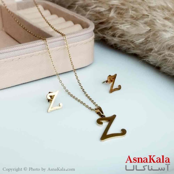 نیمست استیل دخترانه طرح  حرف Z رنگ طلایی کد NIM14180W