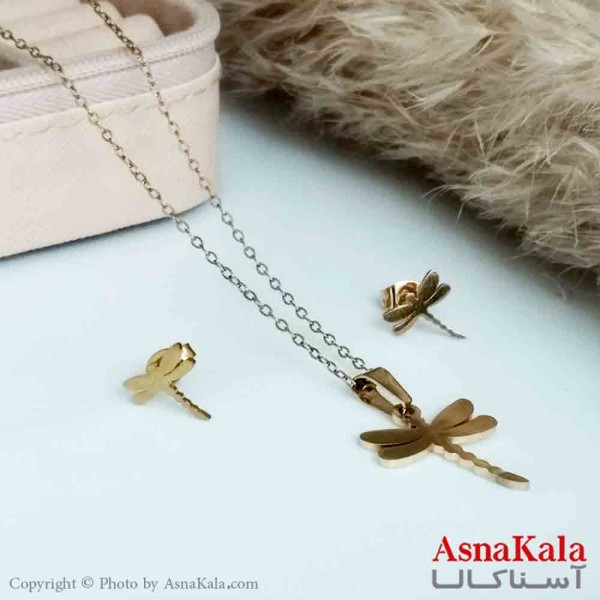 نیمست استیل دخترانه طرح سنجاقک  رنگ طلایی کد NIM14190W