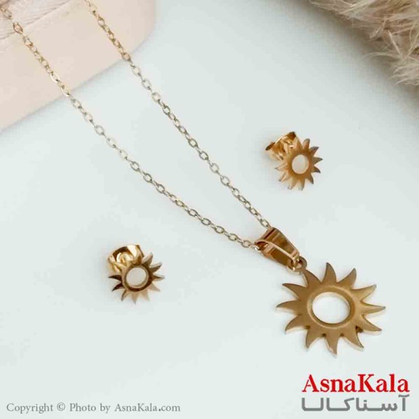 نیمست استیل دخترانه طرح  خورشید رنگ طلایی کد NIM14203W