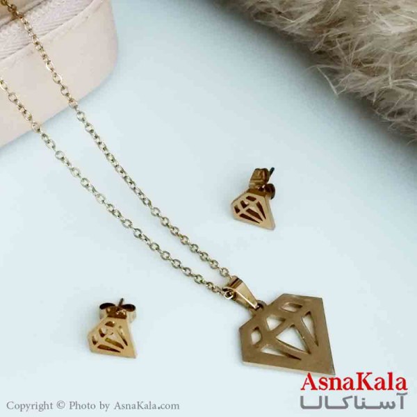 نیمست استیل دخترانه طرح الماس رنگ طلایی کد NIM14207W