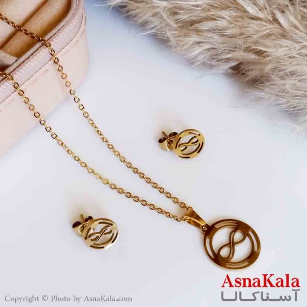 نیمست استیل دخترانه طرح  بینهایت در دایره رنگ طلایی کد NIM14212W