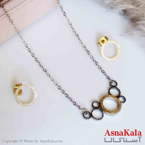 نیمست استیل دخترانه شنی طرح حلقه جدید  رنگ طلایی کد NIM14234W