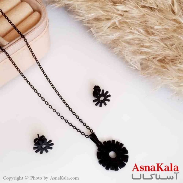 نیمست استیل دخترانه شنی طرح گل جدید رنگ مشکی کد NIM14264W