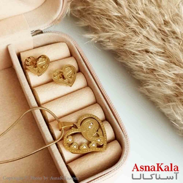 نیمست استیل دخترانه طرح قلب منیاتوری رنگ طلایی کد NIM14273W