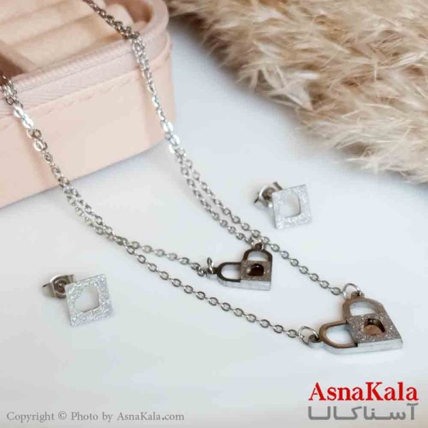 نیمست دخترانه شنی طرح دولاین قلب و لوز رنگ نقره ای کد NIM14298W