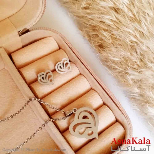 نیمست استیل دخترانه طرح قلب خاص رنگ نقره ای کد NIM14320W