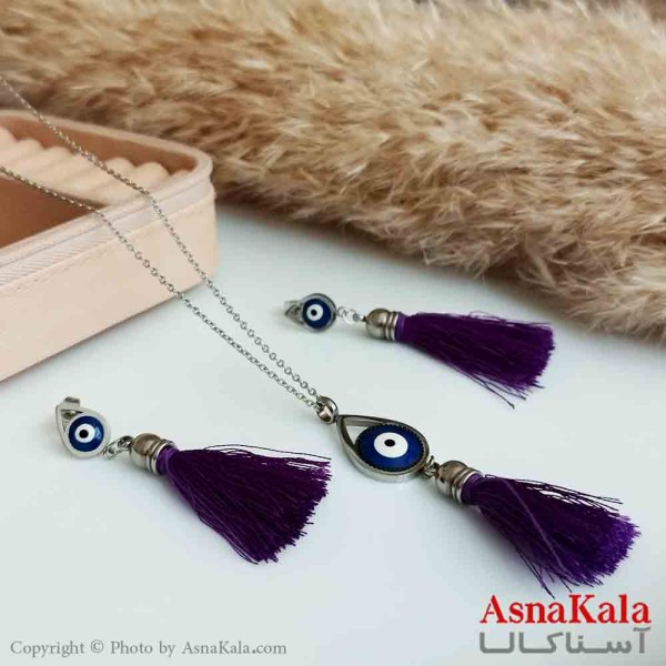 نیمست استیل دخترانه طرح  چشم نظر آبی کد NIM14347W