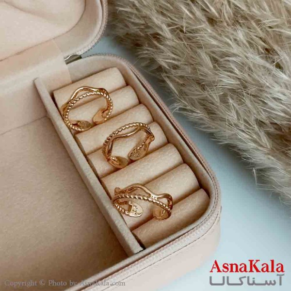 انگشتر زنانه ژوپینگ اصلی با آبکاری طلا مدل دولاین فری سایز کد ANG19222W