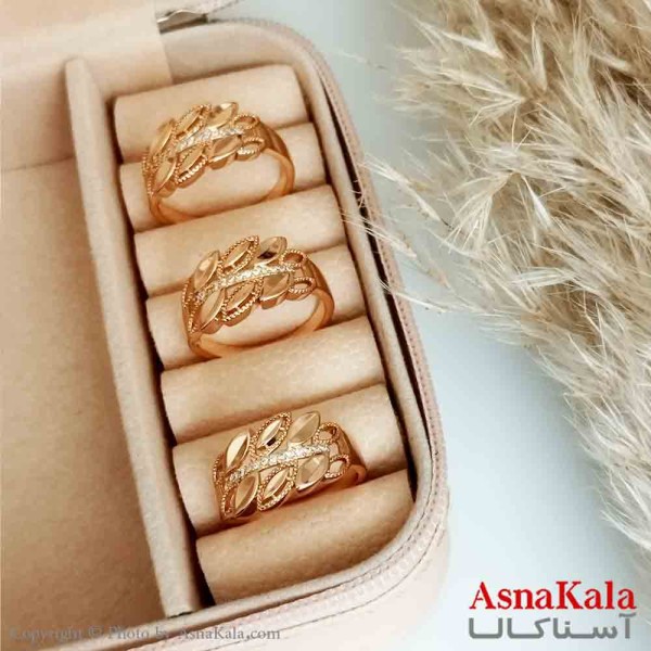 انگشتر زنانه ژوپینگ اصلی با آبکاری طلا مدل گندم نگین دار کد ANG19230W