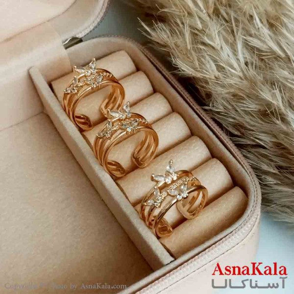 انگشتر دخترانه مدل 3لاین جواهر نگین دار فری سایز کد ANG19253W