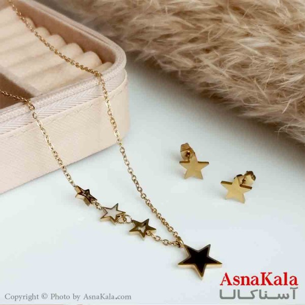 نیمست دخترانه طرح ستاره نگیندار رنگ طلایی کد NIM14375W