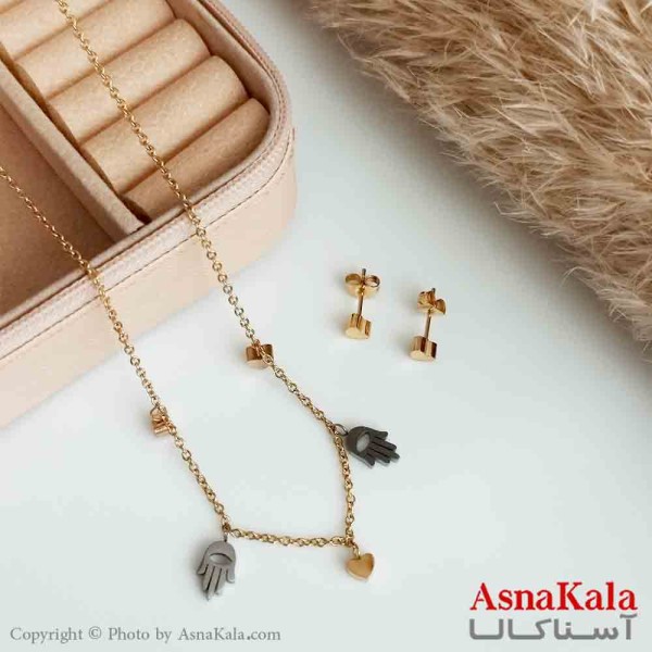 نیمست دخترانه طرح قلب رنگ طلایی کد NIM14376W