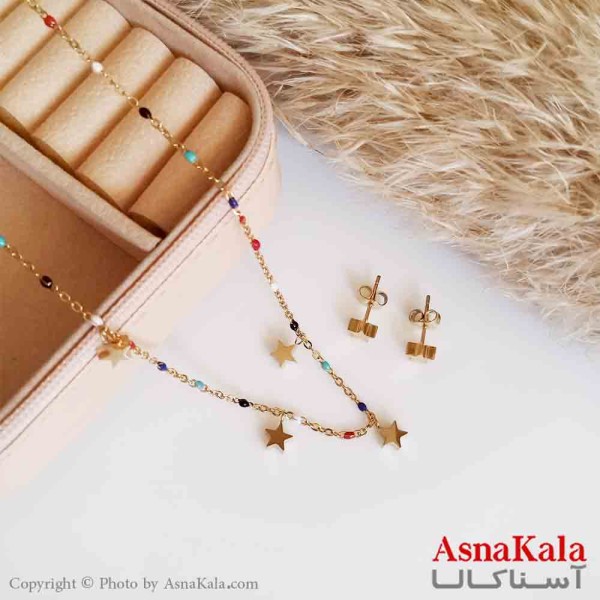 نیمست استیل دخترانه طرح ستاره رنگ طلایی کد NIM14390W