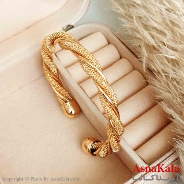 تکدست استیل زنانه مدل پیچ دار فری سایز طلایی کد DSB18331W