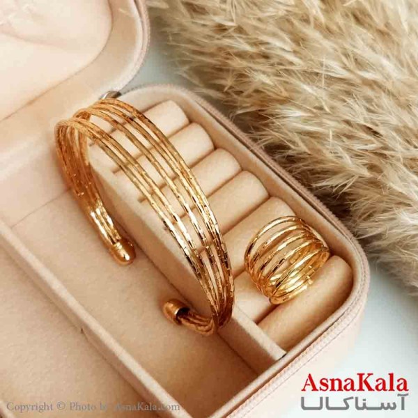 نیمست دخترانه طرح آینه ای 5لاین فری سایز رنگ طلایی کد NIM14373W