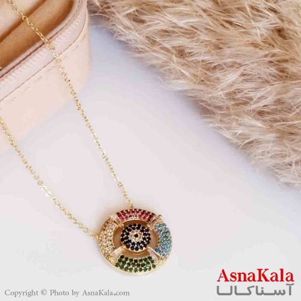 گردنبند دخترانه زیرکن طلایی سکان کشتی نگین دار کد GNB16586W