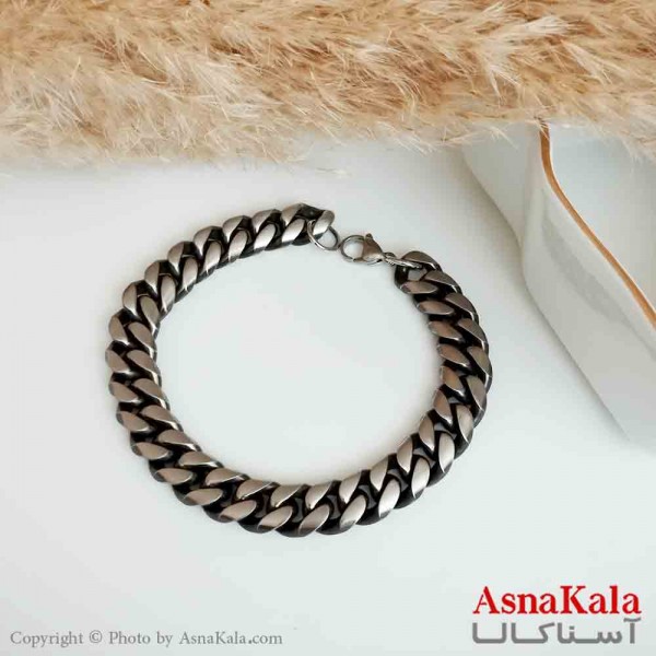 دستبند کارتیر مردانه سیاه قلم مات 12 میل 21 سانتی متر کد DSB18374W