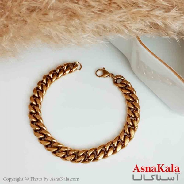 دستبند کارتیر مردانه طلایی براق 10 میل 21 سانتی متر کد DSB18377W