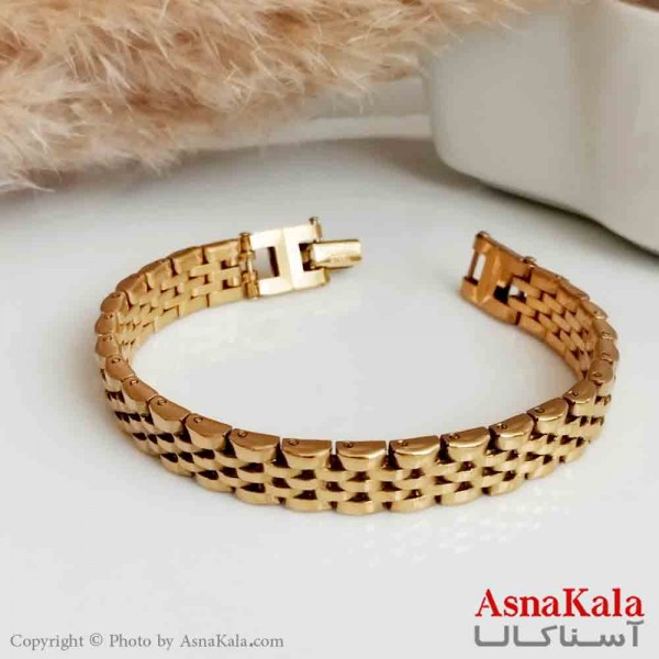 دستبند رولکس مردانه استیل طلایی 10میل طول 20سانتی متر کد DSB18381W